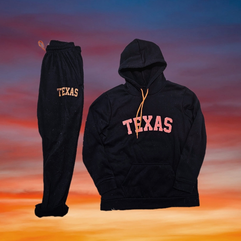 Black Texas Hoodie and Sweatpants Set